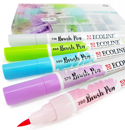 Акварельные маркеры Ecoline Brush Pen в наборе 5 Pastel (пастельные)