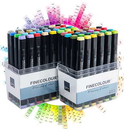 Finecolour Brush Marker набор маркеров с кистью 60 цветов в кейсах