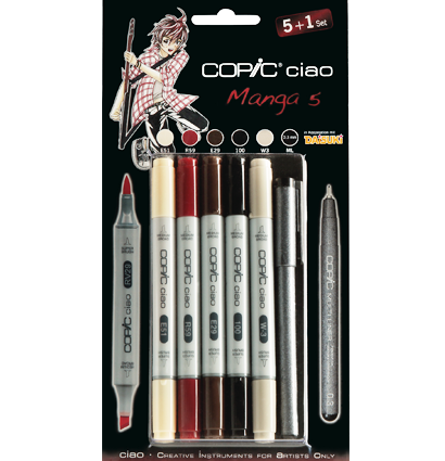 Copic Ciao Manga 5 Манга 5+1 набор маркеров с кистью для рисования и линер 0.3 мм